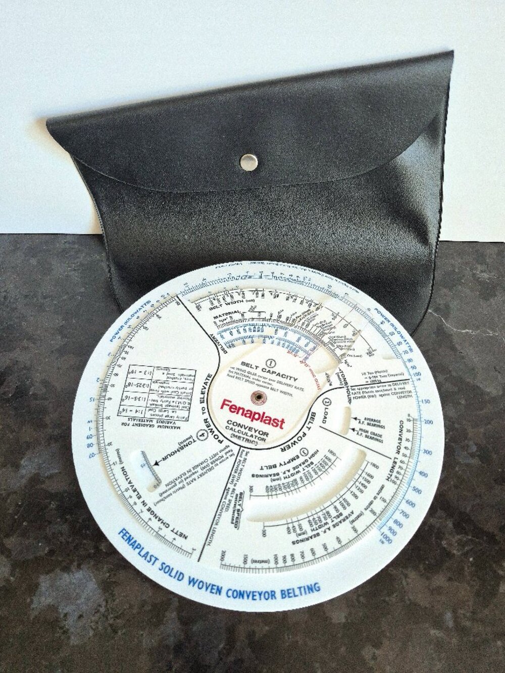 Rare Fenaplast Belt Conveyor Calculator, Circular Slide Rule, Made In UK